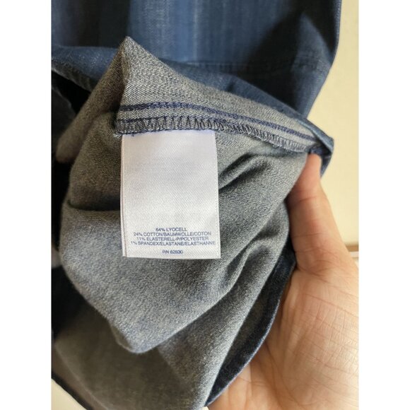 Lands' End Size 8P Blue Chambray Shift Dress Short Sleeve Blue - Picture 7 of 8